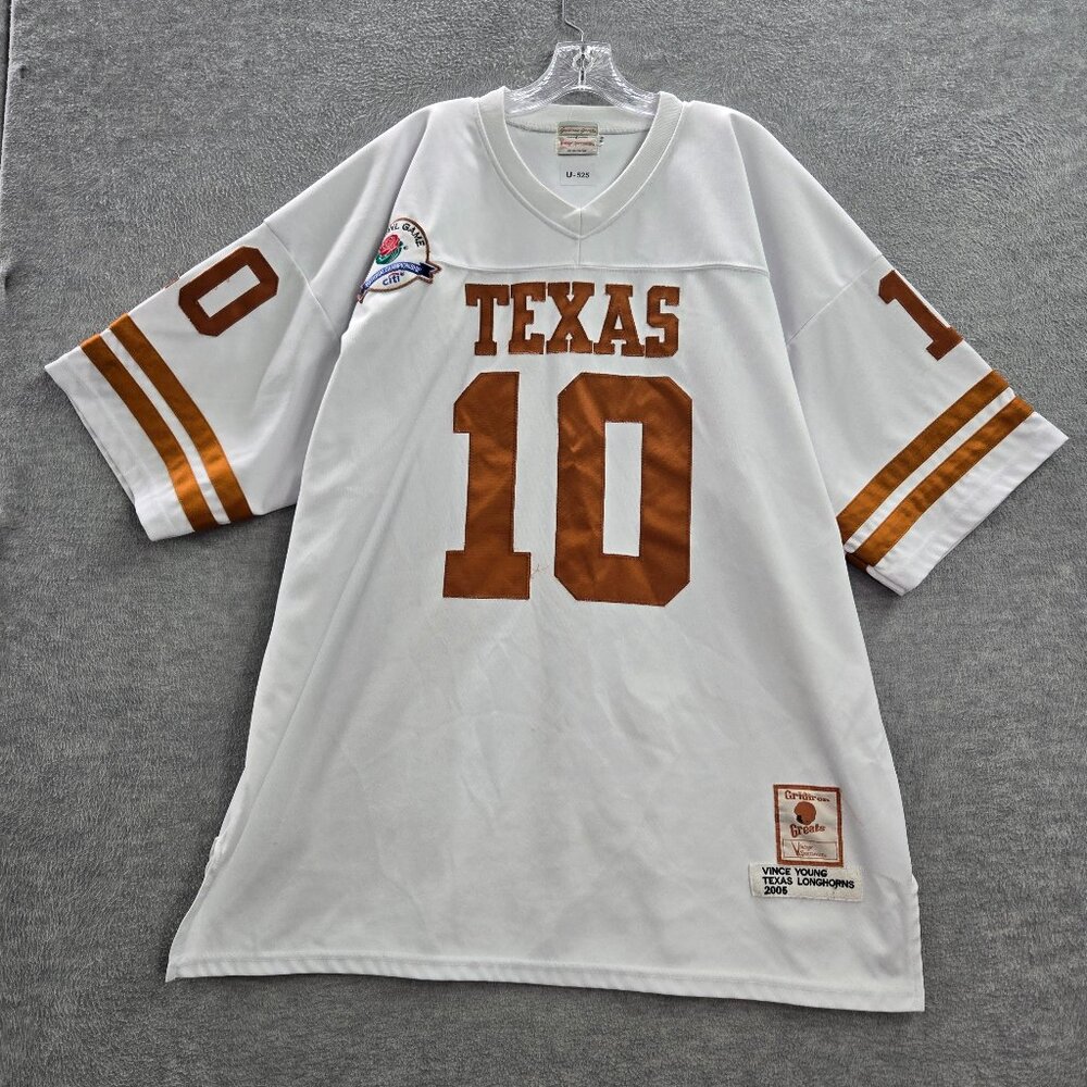 VINTAGE Texas Longhorns Men Jersey 56‎ White Rose Bowl Vince Young 10 Y2K READ